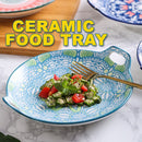 idrop Double Ear Round Ceramic Plate Tray / Dulang Pinggan Makan Seramik Bulat / 陶瓷圆形双 耳盘