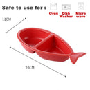 idrop [ 2 Grid ] Fish Shape Design Ceramic Plate / Pinggan Seramik Bentuk Ikan / 陶瓷碟鱼形分格陶瓷碟(2格)23*11CM