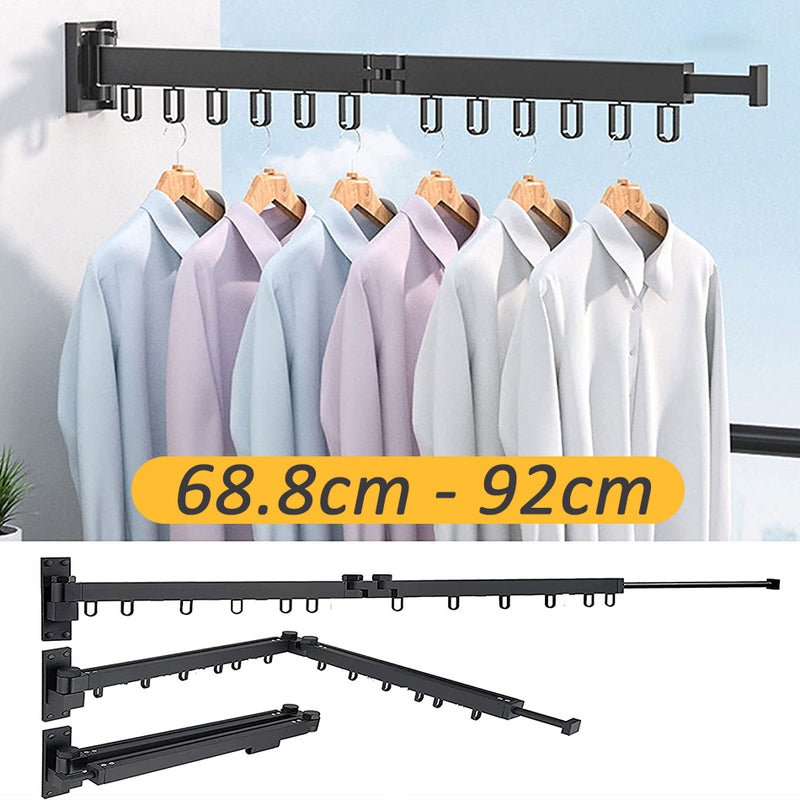 idrop Wall Mounted Foldable Aluminium Laundry Drying Rack / Rak Sidai Baju Boleh Lipat / 太空铝二折黑色双用按装晒衣架