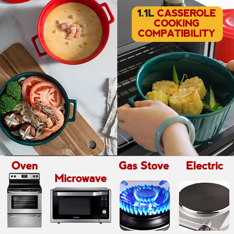 idrop [ 1.1L / 3.2L ] Ceramic Casserole Cooking Pot Bowl