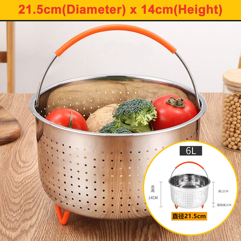idrop [ 6L ] Stainless Steel Kitchen Strainer Steaming Cleaning & Wash Basket [ 21.5cm x 14cm ]
