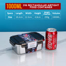 idrop [ 1000ml + 2000ml ] SUS316 Stainless Steel Antibacterial Rectangle Food Container Food Grade Heat Resistant Lunch Box / Bekas Makanan Keluli Tahan Karat Tahan Panas / 316材质抗菌不锈钢2件套保鲜盒长方形(1000ML+2000ML)