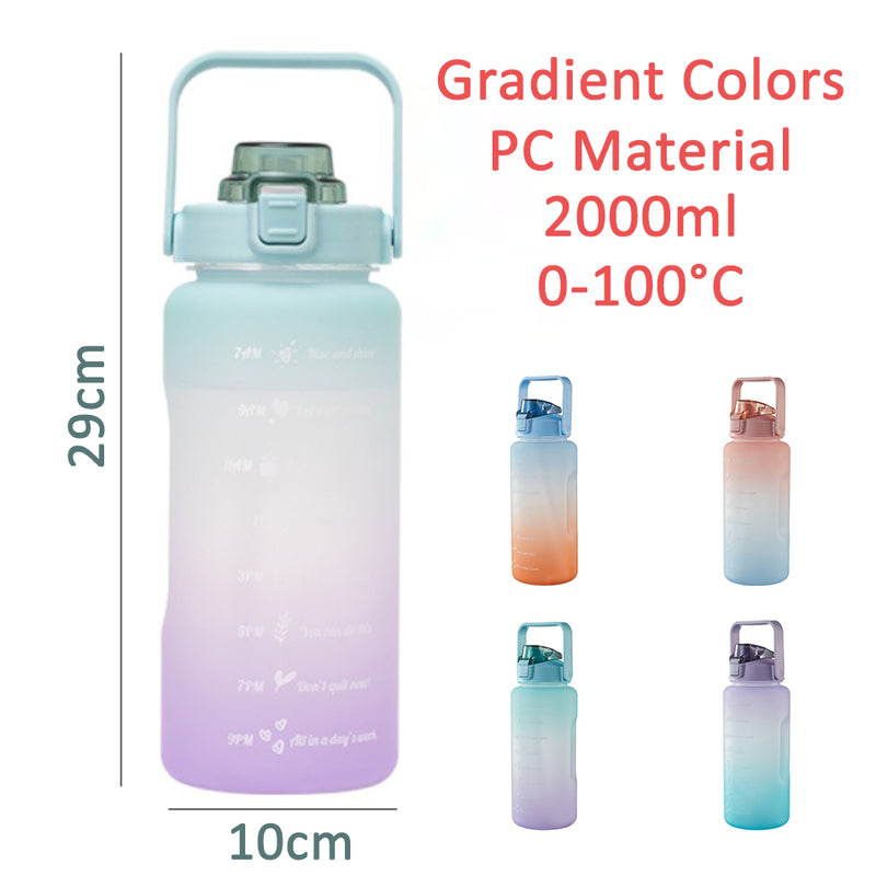 idrop [ 2 Liter ] Gradient Color Portable Sports Drinking Bottle with Flip Open Lid and Straw / Botol Air Sukan Warna-Warni Dengan Straw / [ 2 升 ] 渐变色便携式运动饮水瓶带翻盖和吸管