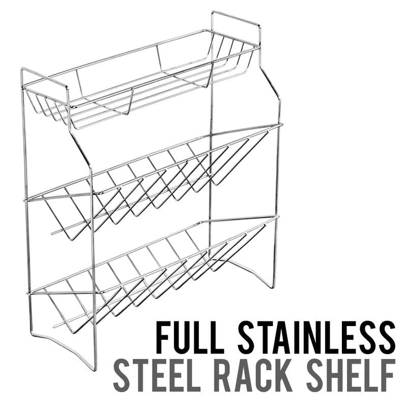 idrop 3 LAYER Stainless Steel Kitchen Seasoning  Bottle Shelf Storage Rack