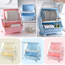 idrop [ 2 LAYER ] Dustproof Kitchen Storage Utensil Cups Bowls and Dish Rack Shelf / Rak Dapur Sudu Garpu Cawan Pinggan Mangkuk / 防尘沥水碗架(升级版双层带盖碗架)