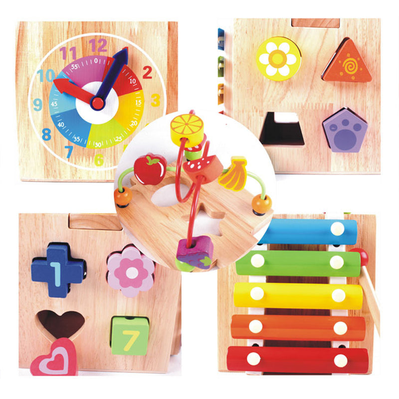 idrop WOOD TOYS - Kids Children Learning Interactive Learning Activity Cube Toy