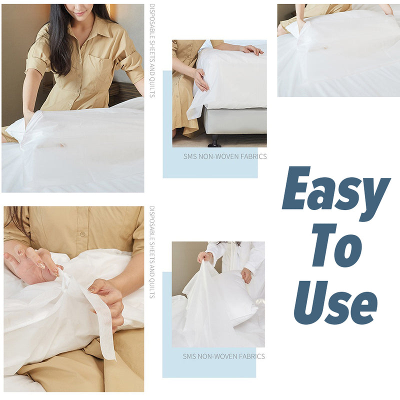 idrop Travel Disposable Bed Sheet / Quilt / Pillow Cover Non-Woven Fabric [ Super Single / Queen / King / Super King ] / Kain Cadar Dan Pembalut Tilam Selimut & Bantal Pakai Buang / 旅行一次性床单/被子/枕套无纺布【超单人/大床/大床/超大床】