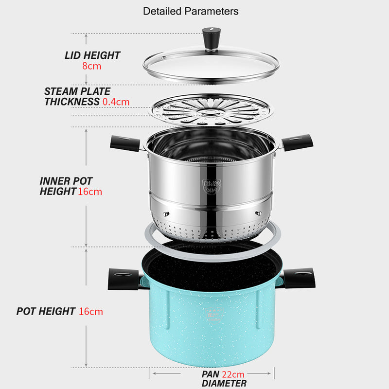 idrop [ 24CM ] 2 layer Deep Frying Steaming and Draining Cooking Pot SUS304 Stainless Steel / Periuk Masak & Stim Dua lapis / 24CM油炸沥水蒸煮锅(304)