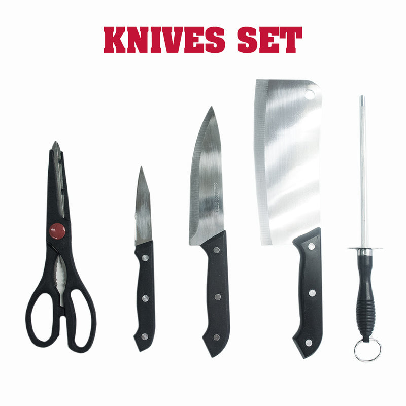 idrop [ 6pcs ] Stainless Steel Kitchen Knife Set + Chopping Board