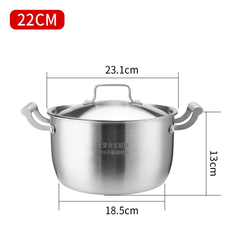 idrop [ 22CM / 28CM ] 5 Layer Stainless Steel SUS304 Soup Pot with Full Steel Lid Cover / Periuk Masak Sup Keluli Tahan Karat / 22CM-28CM五层钢汤锅(钢盖)(304免水蒸多用锅)