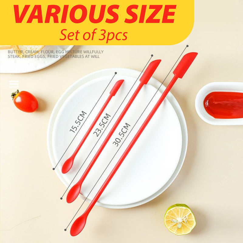 idrop [ 3PCS ] Silicone Mini Spatula Spoon Set / Sudu Spatula Kecil / 迷你硅胶刮刀勺三件套 (15.5+23.5+30.5CM)