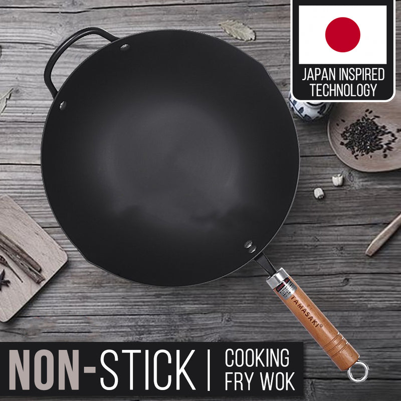 idrop 33CM Nonstick TAMASAKI Round Bottom Kitchen Cooking Wok