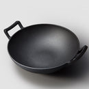 idrop 32CM / 36CM CAST IRON - Wok Cooking Pot with Wooden Lid