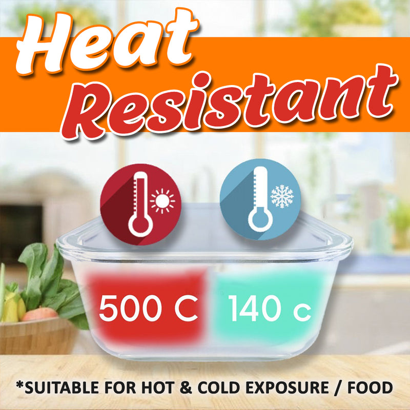 idrop [ 1000ml ] Rectangular Glass Borosilicate Heat Resistant Food Container Lunchbox / Bekas Makanan Gelas Tahan Panas / 1000ML高硼硅耐热玻璃保鲜盒(长方型)(1040ML)