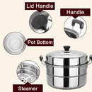 idrop 40CM Double Layer Stainless Steel Steam Pot Steamer Cooker / Periuk Masak & Stim Keluli tahan Karat / 40CM双层不锈钢蒸锅和炊具
