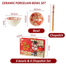 idrop [ 6PCS ] CNY Chinese New Year of Rabbit Ceramic Rice Bowl Set with Chopsticks [ Yingfu Rabbit ] / Set Mangkuk Seramik & Chopstick Tahun Baru Cina Tahun Arnab / 陶瓷套装(兔) 迎富兔6碗6筷陶瓷套装CNY