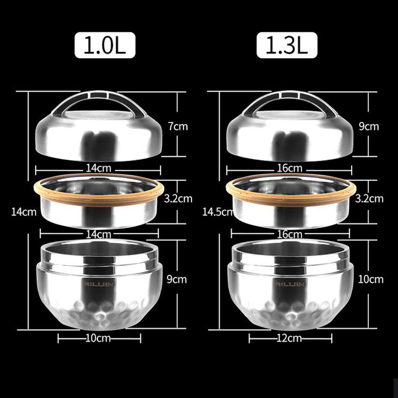 idrop AILIJIN - 2 Layer Metalic Thermos Lunch Box [ 1.0L  / 1.3L ]