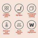 idrop Multipurpose Breakfast Maker Double Heating Sandwich Machine / Alat Masak Roti Waffle Pelbagai Guna /  定时双发热三文冶机(配双盘 )