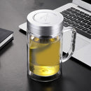 idrop [ 520ml ] Double Layer Glass Heat Insulation Drinking Cup with Stainless Steel Filter with Lid Cover / Cawan Gelas Minuman Penebat Haba / 带盖不锈钢过滤网双层玻璃隔热饮水杯
