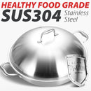 idrop [ 42CM ] Full Flower Nonstick Honey Comb Wok SUS304 Stainless Steel / Kuali Memasak Keluli Tidak Lekat / 不粘蜂窝炒锅 SUS304 不锈钢