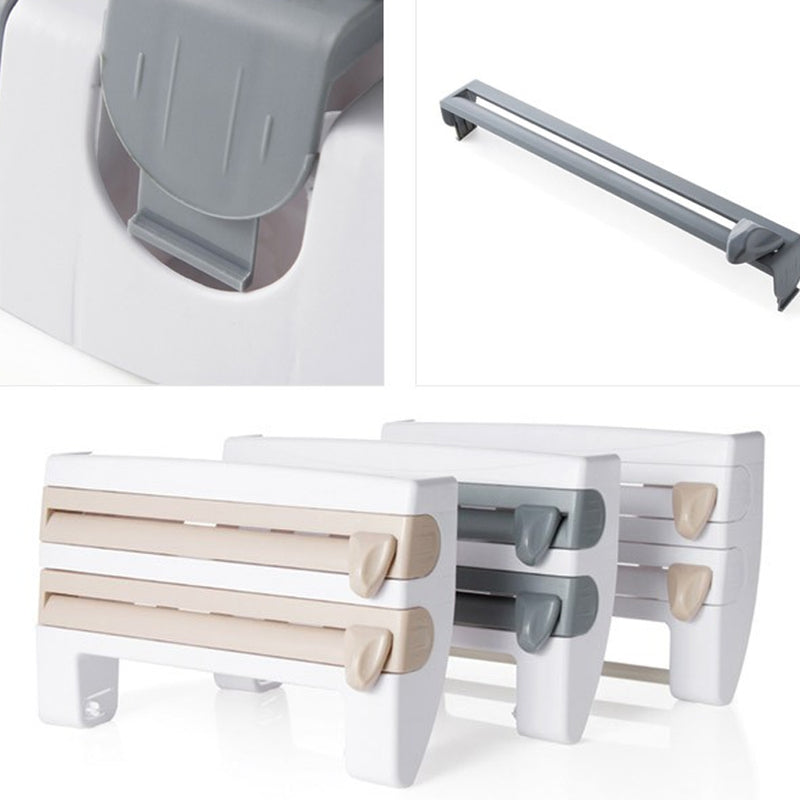 idrop Multifunction Wall Mounted Tissue Holder and Cling Film Aluminium Foil & Clear Plastic Wrap Cutter