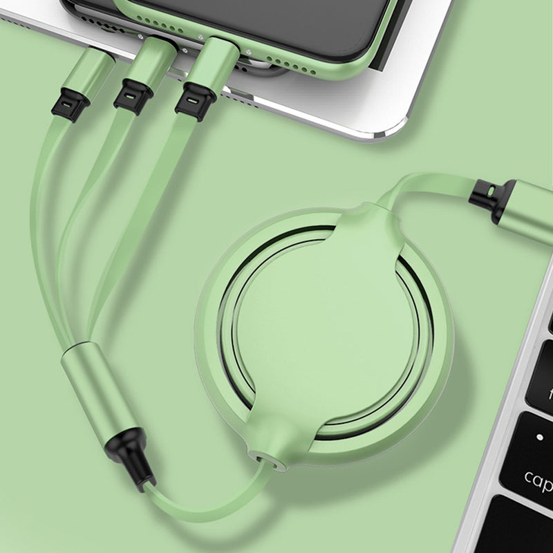 idrop 3 IN 1 Retractable Extendable USB to Type C / Micro USB / Apple Compatible Charging Cable