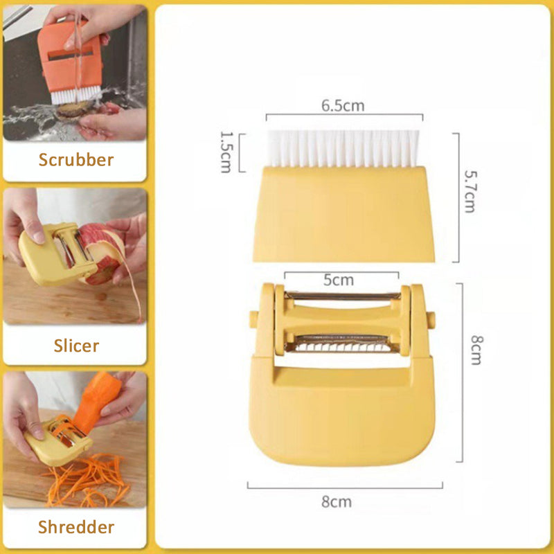 idrop [ 3 IN 1 ] Multifunction Kitchen Scrubber Slicer & Shredder / Alat Dapur Penghiris Pemotong Pencuci Pelbagai Guna / 瓜刨带刷子(刨刀)