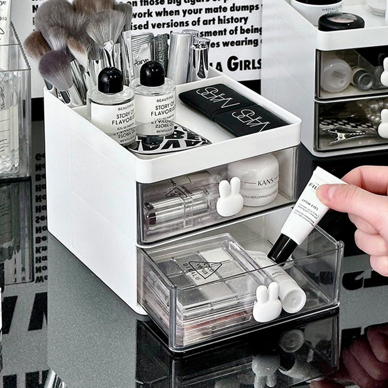 idrop [ 2 LAYER ] Desktop Table Drawer Storage Box for Stationary and Makeup / Kotak Meja Rak Penyimpanan Untuk Alat Tulis & Alat Solek / 塑料双层抽屉桌面收纳格