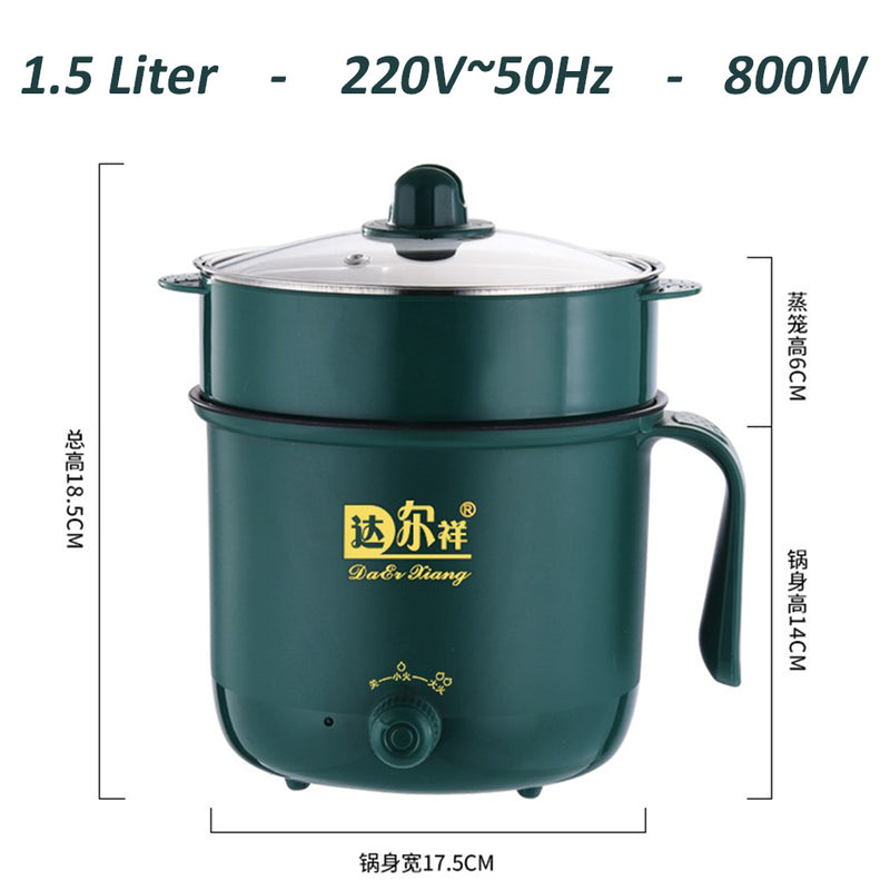 idrop [ 18CM ] 1.5 Liter Double Layer Electric Cooking Pot & Steamer 800W / Periuk Memasak dan Stim Elektrik / 18CM双层旋钮电煮锅(防烫格 )(800W)