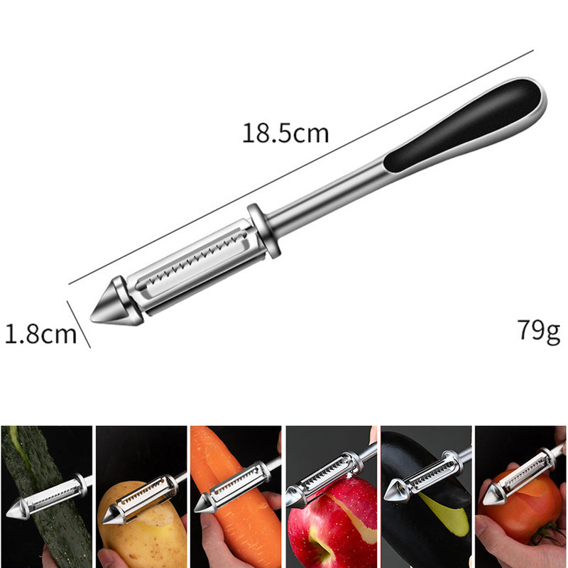 idrop SUS304 Stainless Steel Handheld Fruit Vegetable Slicer Peeler and Shredder / Alat Pengupas Penghiris Sayur dan Buah Keluli Tahan Karat / SUS304不锈钢手持式果蔬切片机削皮撕碎机