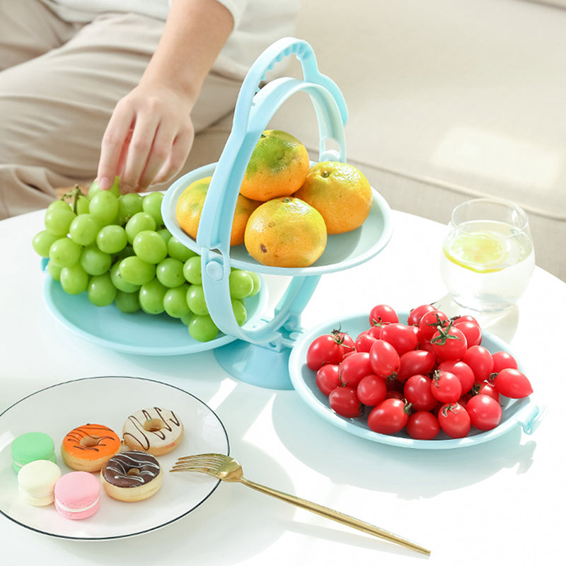 idrop 3 LAYER Portable Food Fruit & Snack Foldable Portable Dish Tray