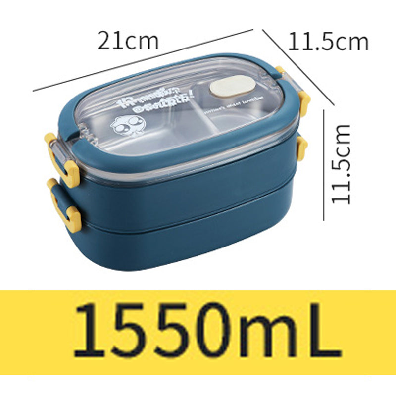 idrop [ 2 LAYER ] Portable Compact Lunch Box with Removable Stainless Steel Inner Food Tray [ 1550ml ]