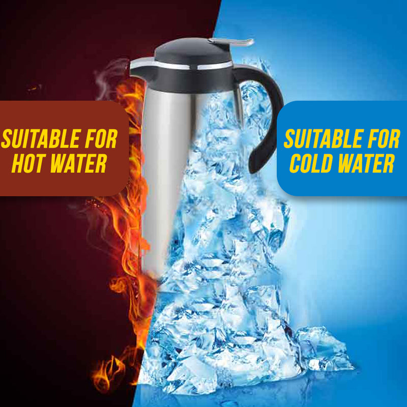 idrop [ 1.6L ] Thermal Stainless Steel Insulation Drinking Vacuum Kettle Flask Pot with Glass Inner Bile