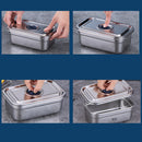 idrop [ 1000ml +1600ml ] SUS304 Stainless Steel Food Storage Fresh Keeping Container Set / Bekas Makanan Keluli Tahan Karat / (1000+1600ML)全钢密封保鲜盒方形2件套 (304)