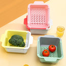 idrop Retractable Kitchen Drainage Wash Basket / Bakul Basuh Sayur dan Buah / 双层可伸缩塑料沥水蓝