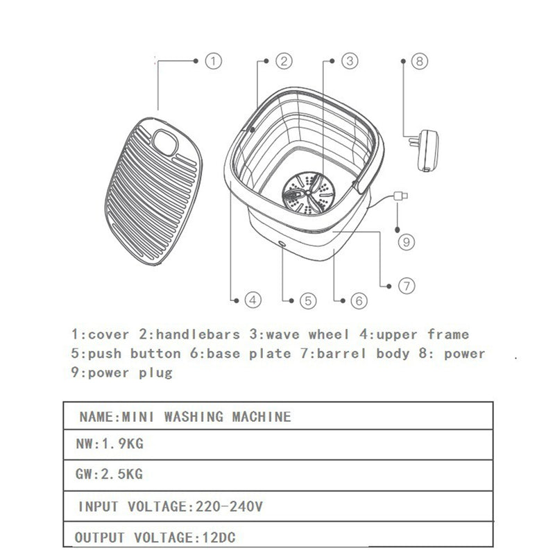 idrop Folding Compact Portable Washing Machine / Mesin Basuh Mini Mudah Alih / 便携迷你洗内衣小型折叠洗衣机
