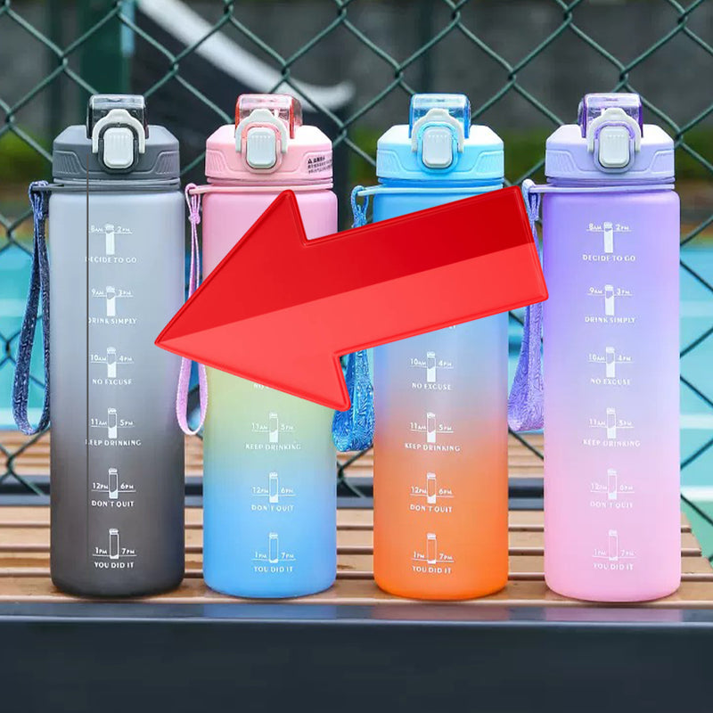 idrop [ 2 IN 1 ] Gradient Color Drinking Water Bottle Set [ 1000ml + 460ml ] / Set Botol Minuman Warna Warni  2 Dalam 1