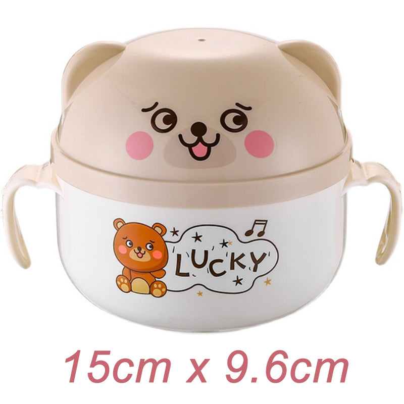 idrop [ 1000ml ] Stainless Steel Instant Noodle Food Bear Design Eating Bowl