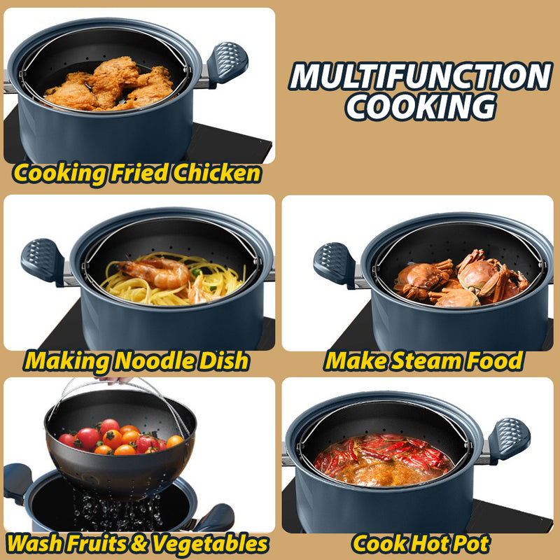 idrop [ 6.5L ] 27CM Multifunction Cooking Pot + Drainage Basket / Periuk Memasak Dengan bakul Basuh / 27CM多功能烹饪锅6.5L