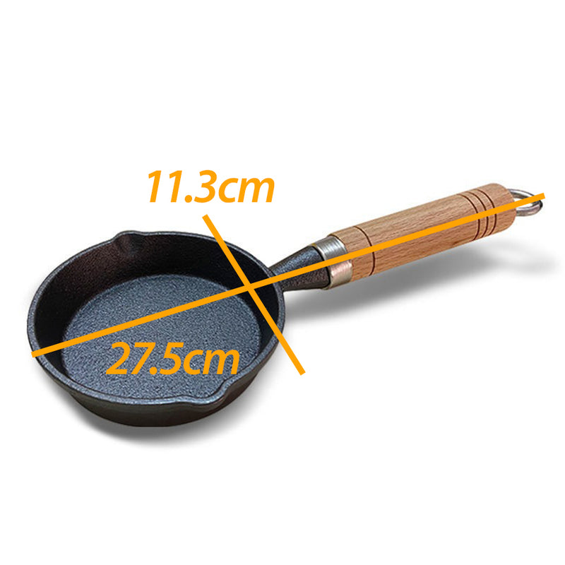 idrop [ 10CM ] Cast Iron Pan With Wooden Handle / Periuk Masak Besi 10CM / 10CM泼油小锅(木柄铸铁锅)