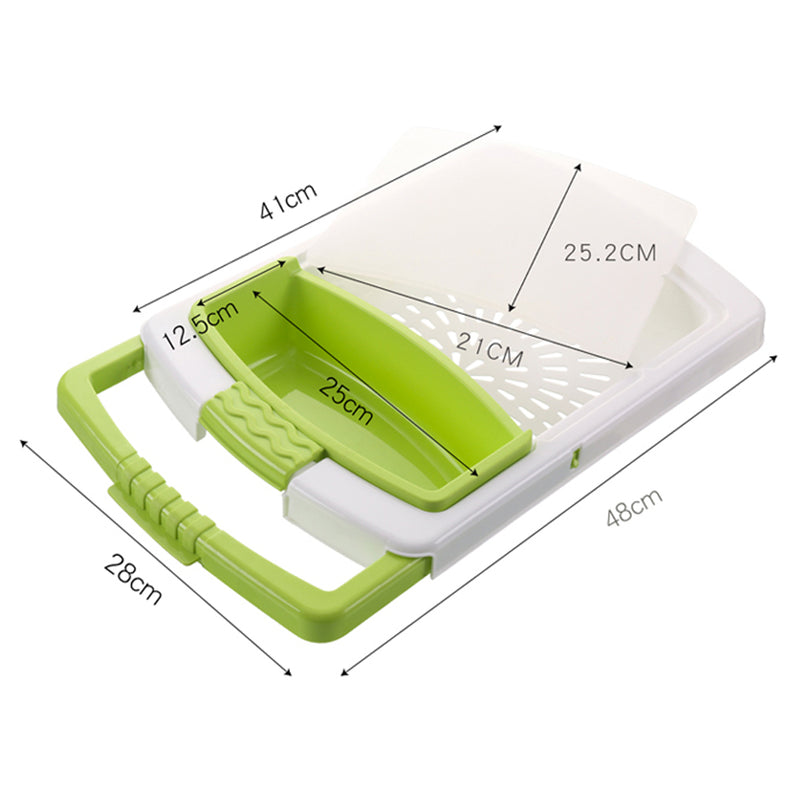 idrop 2 IN 1 Multifunction Kitchen Sink Retractable Cutting Chopping Board Water Draining Basket