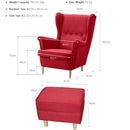 idrop High Back Canvas Reading Chair with Arm Rest + Leg Rest Stool