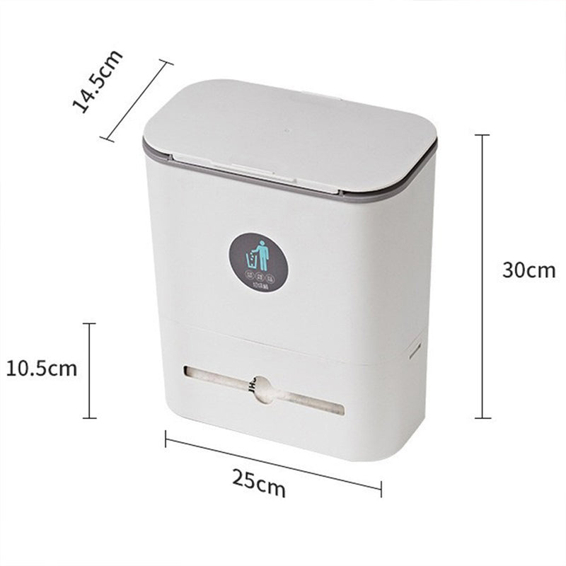 idrop [ 2 IN 1 ] Wall Mounted Trash Rubbish Bin + Tissue Plastic Roll Storage / Tong Sampah + Kotak Simpanan Tisu & Plastic / 塑料中号滑盖壁挂垃圾桶