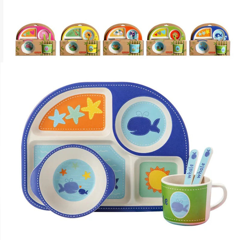 idrop Children's Bamboo Fibre Eating Dining Set [ Plate / Bowl / Cup / Spoon Fork ]