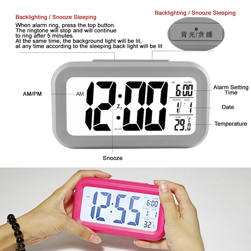 idrop Electric Digital Alarm Clock with Snooze and Sleeping Function with Date Temperature and Backlight Display Feature