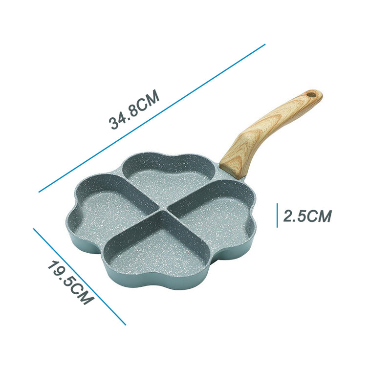 idrop Nonstick 4 Leaf Clover Shape Frying Pan Skillet [ 4 Slot ] / Pemanggang Tidak Lekat Bentuk Daun Clover / 麦饭石爱心四孔煎蛋锅平底不粘蛋饺锅早餐鸡蛋汉堡煎锅厨用品小锅
