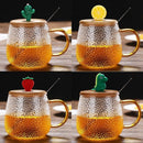idrop [ 420ml ] High Temperature Resistant Drinking Glass Mug / Cawan Minum Kaca Tahan Panas / 锤纹冰川卡通玻璃杯420ML
