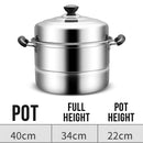 idrop [ 40CM ] 2 Layer Stainless Steel Steamer Cooker / Periuk Kuali Masak Stim / 40CM加厚双碟蒸锅(正利)