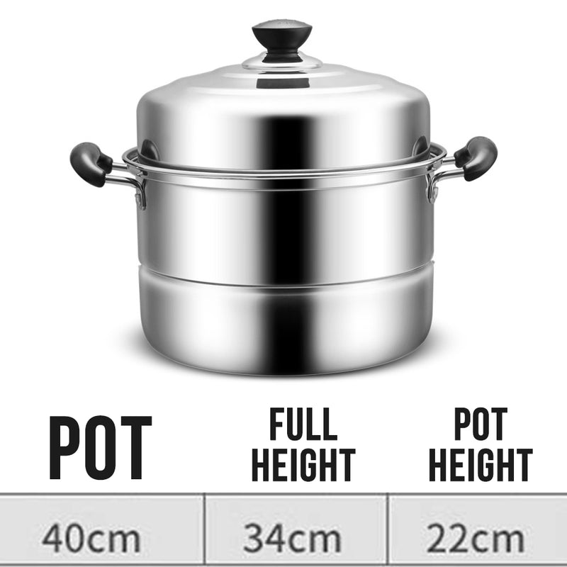 idrop [ 40CM ] 2 Layer Stainless Steel Steamer Cooker / Periuk Kuali Masak Stim / 40CM加厚双碟蒸锅(正利)