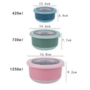 idrop [ 3 IN 1 ] Round Portable Food Storage Container Stainless Steel Lunchbox / Bekas Makanan Mudah Alih / 圆形硅胶盖保鲜盒(特得美 )
